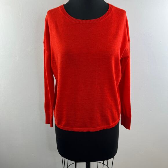 EILEEN FISHER Red Merino Wool Crewneck Sweater Pullover Long Sleeves Size XS - Picture 2 of 10